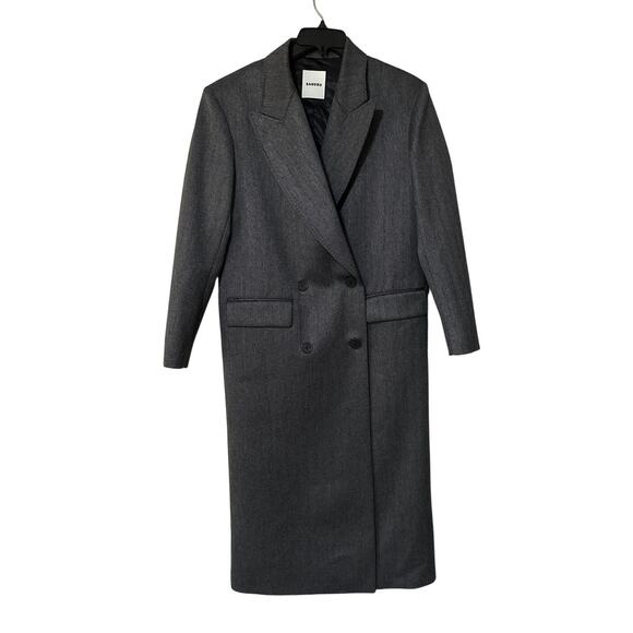 Sandro Tim double-breasted long wool-blend coat Size 36 US 4 New with tags - Picture 1 of 5